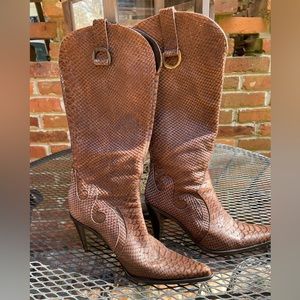 VERO CUOIO Western Snakeskin High Heel Boots  5.5